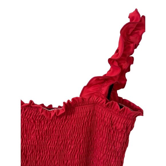 White Birch Pink Smocked Flowy Womens Top Ruffled Straps Small - Picture 8 of 14